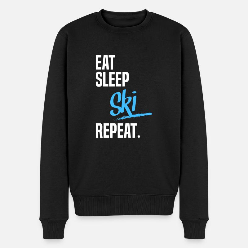 EAT SLEEP ski - Männer Premium Bio Pullover - Schwarz