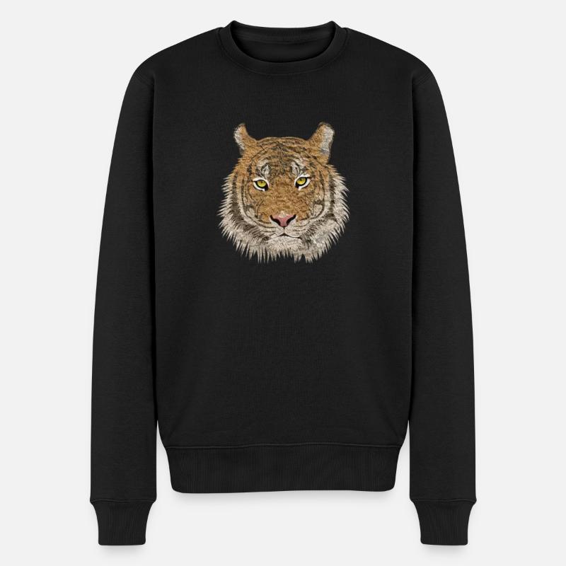 Tiger - Männer Premium Bio Pullover - Schwarz
