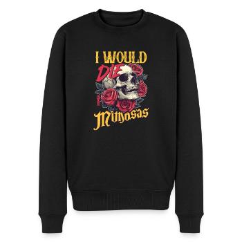 Ich würde sterben für Mimosen Totenkopf Rosen Design - Männer Premium Bio Pullover - Schwarz - Vorne - Nico (187cm)