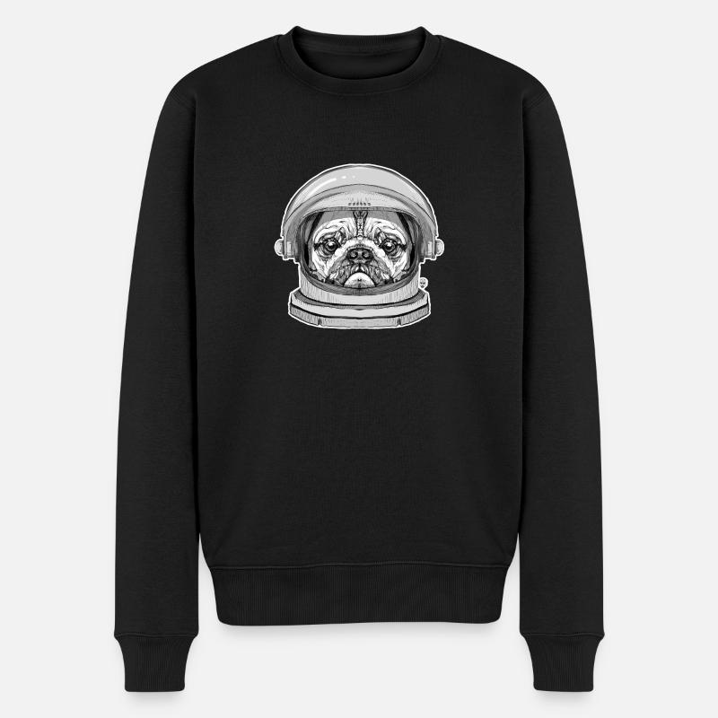 Mops Astronaut - Männer Premium Bio Pullover - Schwarz