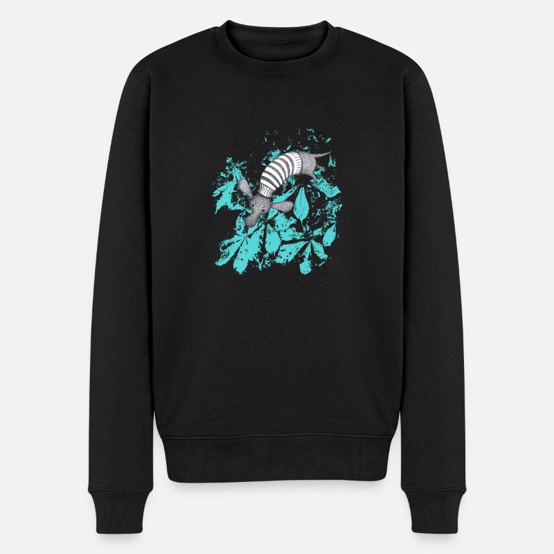 Dackel mit türkisen Blättern - Männer Premium Bio Pullover - Schwarz