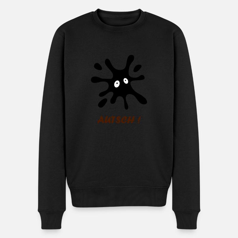 schwarzer Fleck mit Augen - Autsch - Männer Premium Bio Pullover - Schwarz