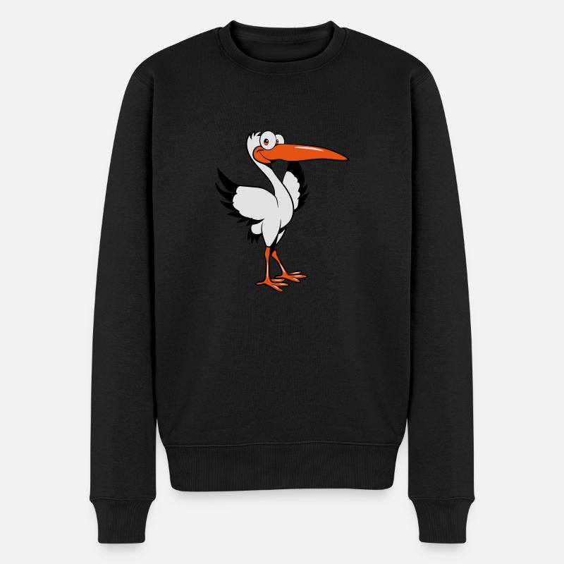 storch witzig comic - Männer Premium Bio Pullover - Schwarz