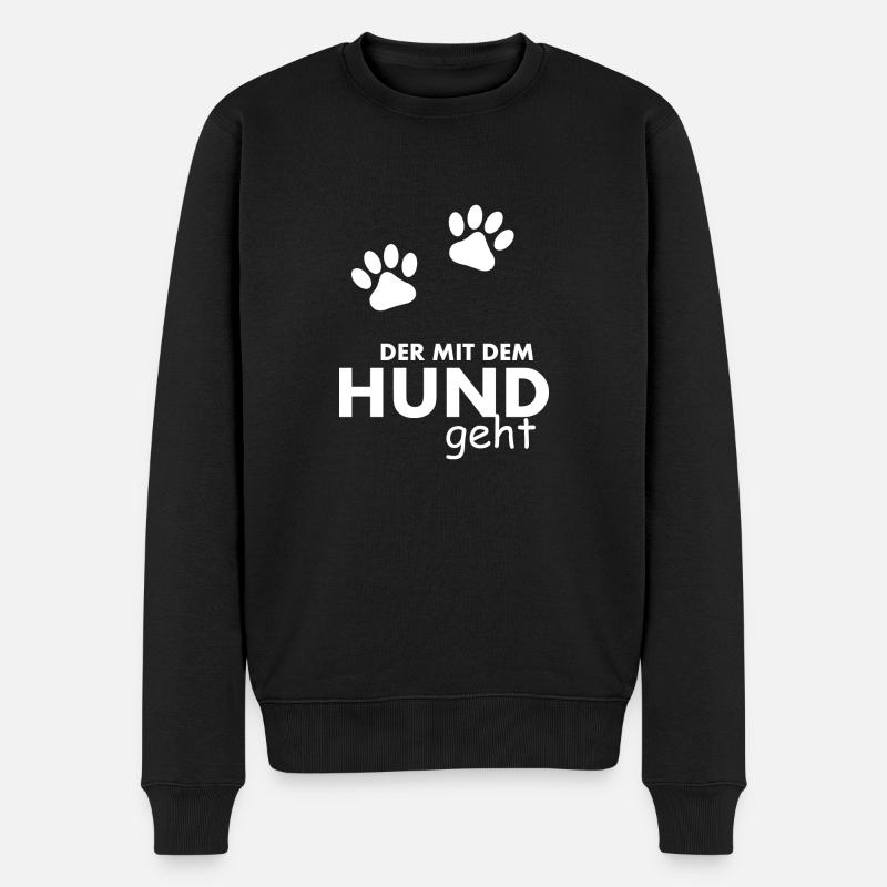 Der mit dem Hund geht - Männer Premium Bio Pullover - Schwarz