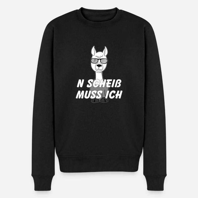 N Scheiß muss ich Lama - Männer Premium Bio Pullover - Schwarz