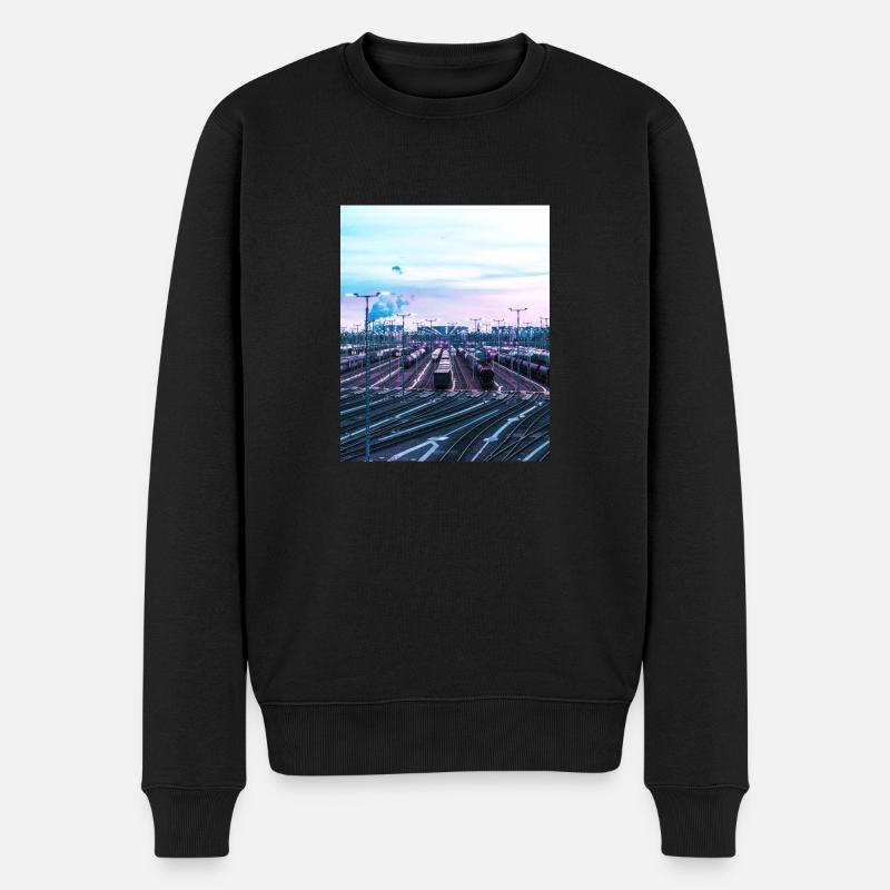 Bahnhof - Männer Premium Bio Pullover - Schwarz