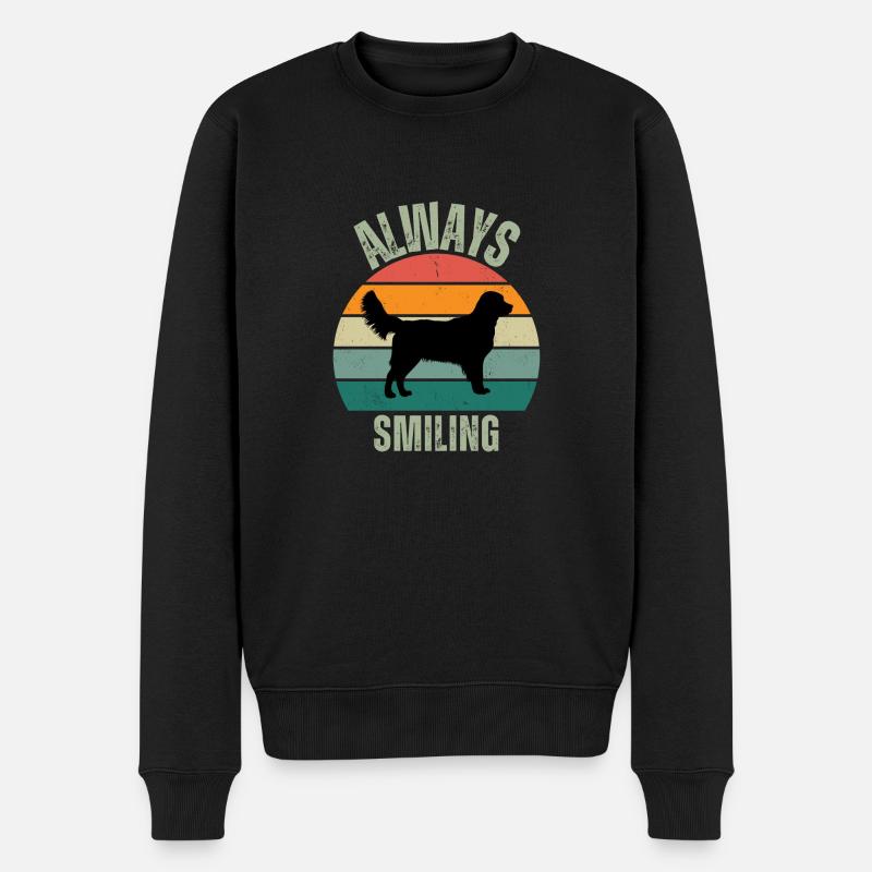 IMMER LÄCHELND - Männer Premium Bio Pullover - Schwarz