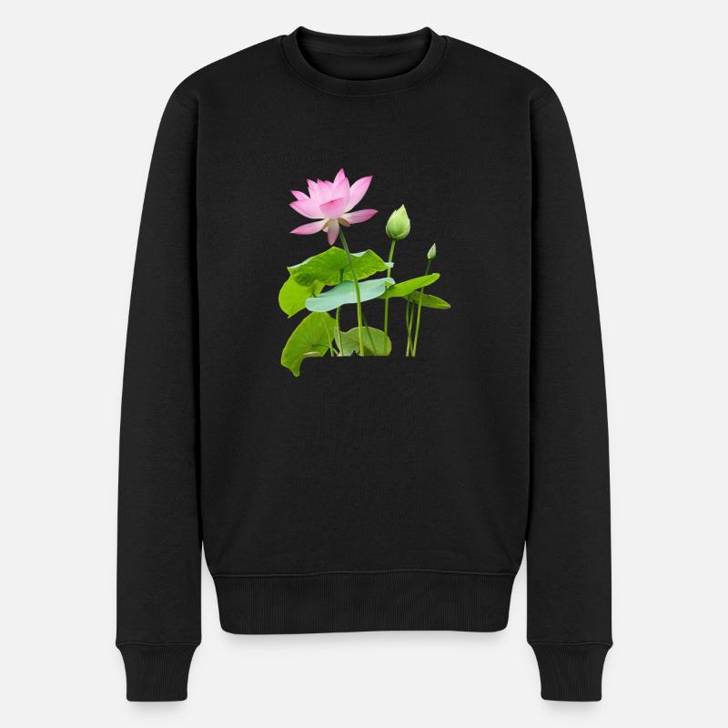 Lotos Nelumbo Adans - Männer Premium Bio Pullover - Schwarz