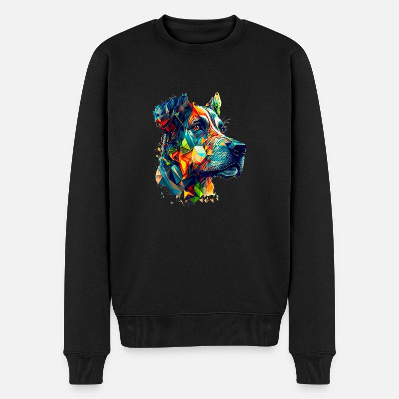 Die deutsche Dogge als buntes Vector Artwork - Männer Premium Bio Pullover - Schwarz