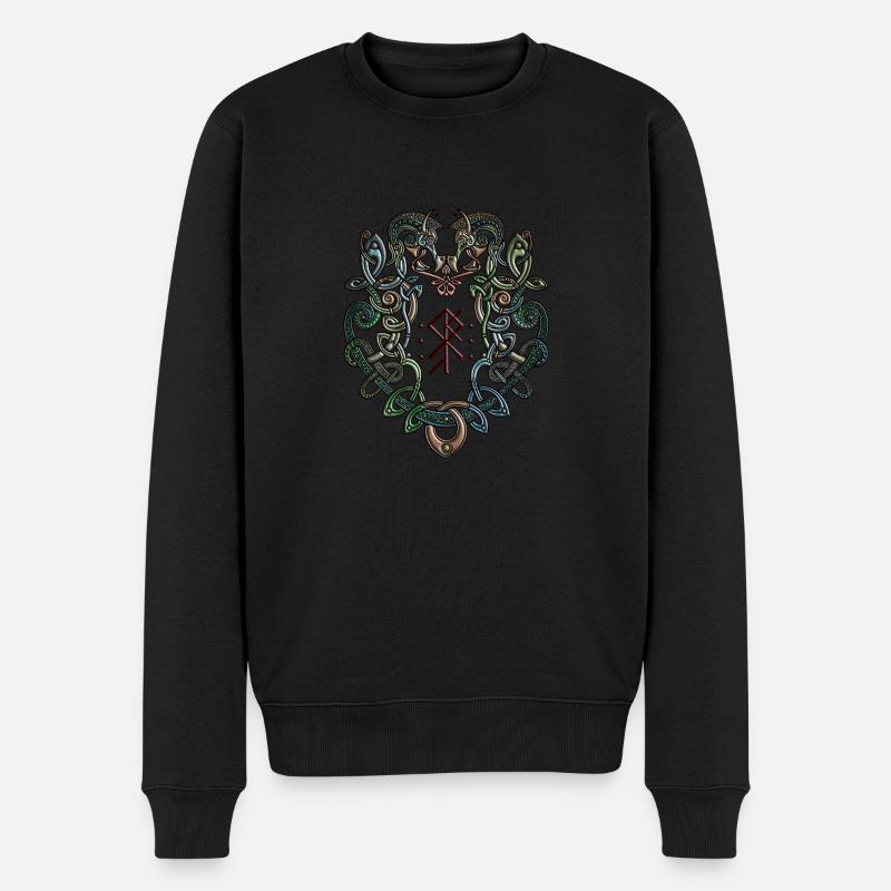 Wikinger Ornament Schlangen - Männer Premium Bio Pullover - Schwarz