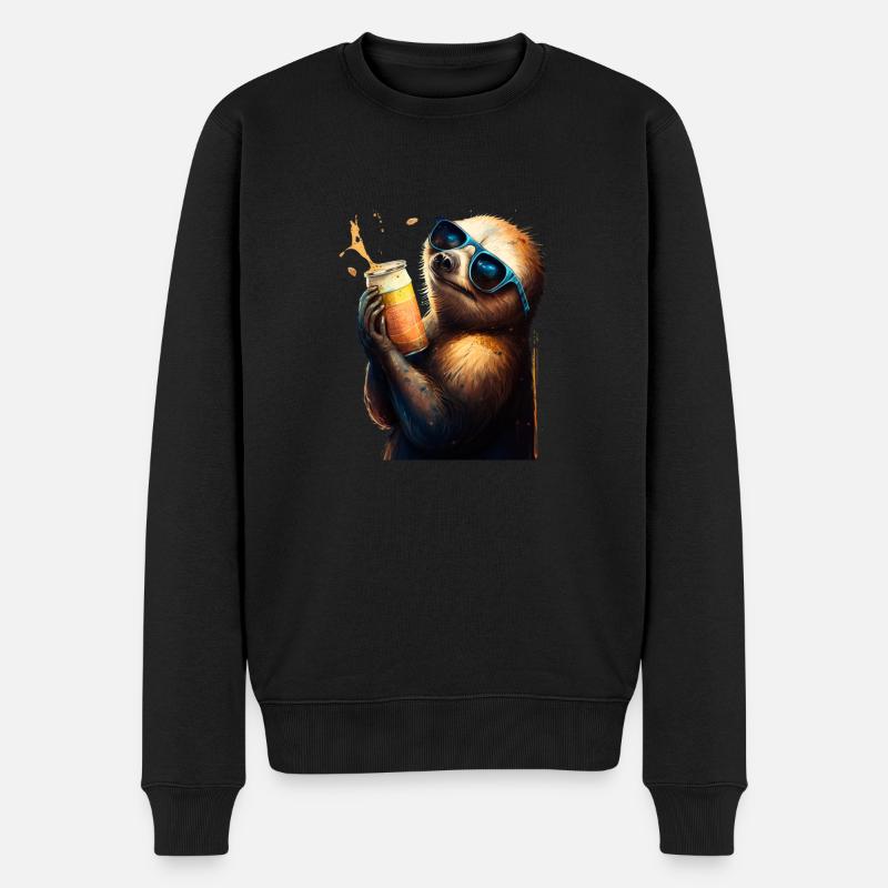 Coolster Biertrinker: ein Faultier - Männer Premium Bio Pullover - Schwarz