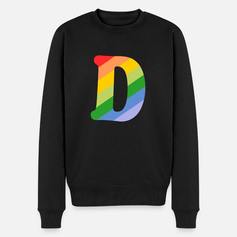 Lettre D Arc-en-ciel - Pull Premium bio Homme - noir