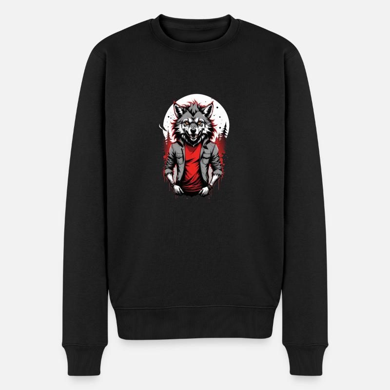 LOUP GAROU ado 1 - Pull Premium bio Homme - noir