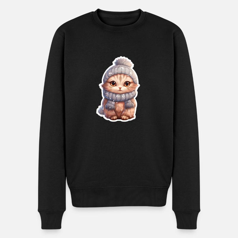 Chat mignon en hiver - Pull Premium bio Homme - noir