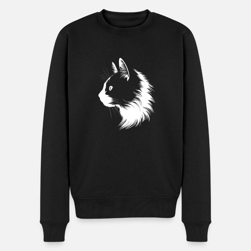 Katze, katzenmotiv - Männer Premium Bio Pullover - Schwarz