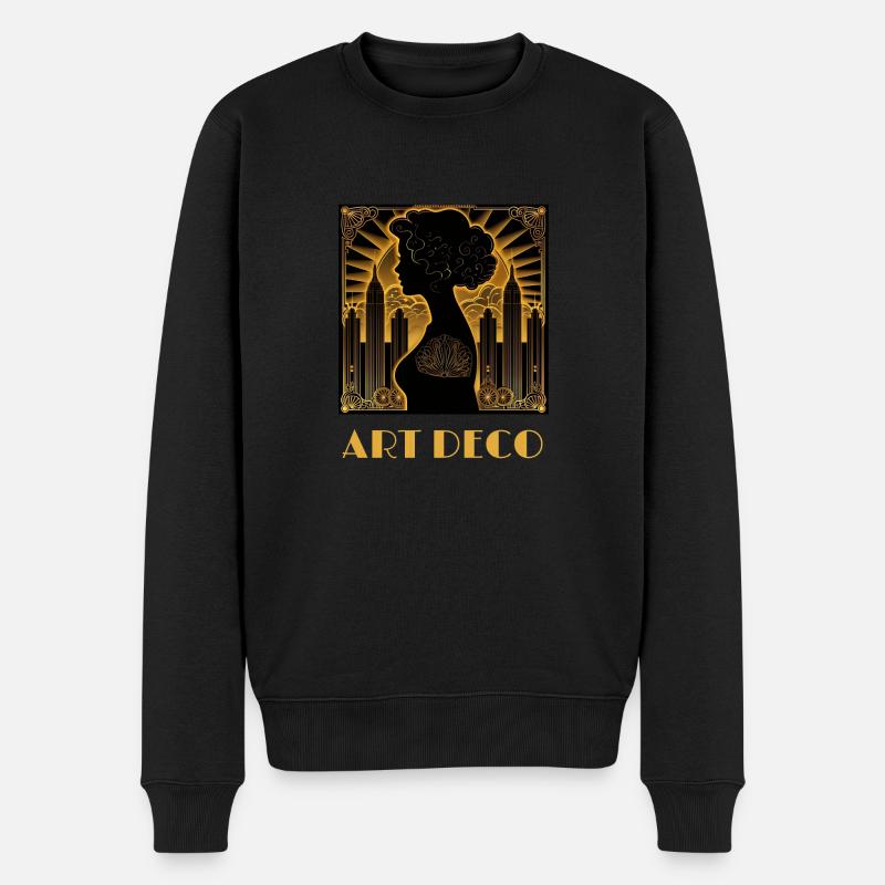 Art Deco - Männer Premium Bio Pullover - Schwarz
