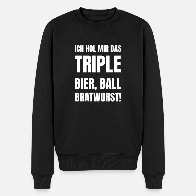 Bier, Ball, Bratwurst. - Männer Premium Bio Pullover - Schwarz