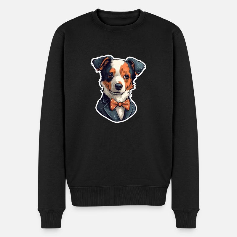 Ein süßer Hund mit Fliege - Männer Premium Bio Pullover - Schwarz