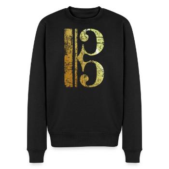 C Clef - Viola Key - Tenor Clef (Ancient Gold) - Men's Premium Organic Jumper - black - Front - Nico (187cm)