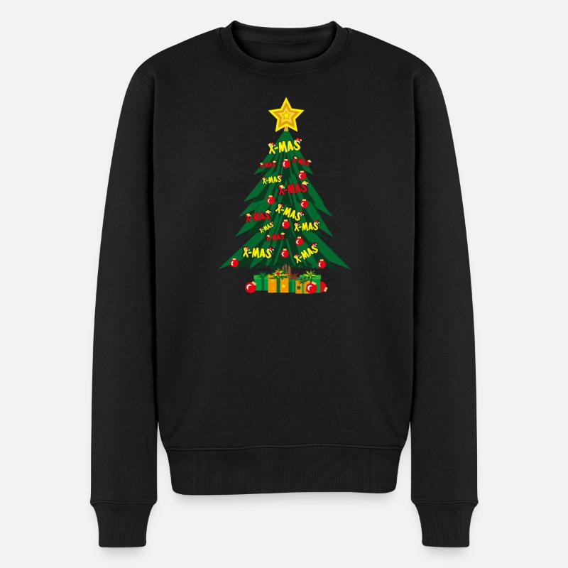 Weihnachtsbaum mit viel Liebe und Stern. - Männer Premium Bio Pullover - Schwarz