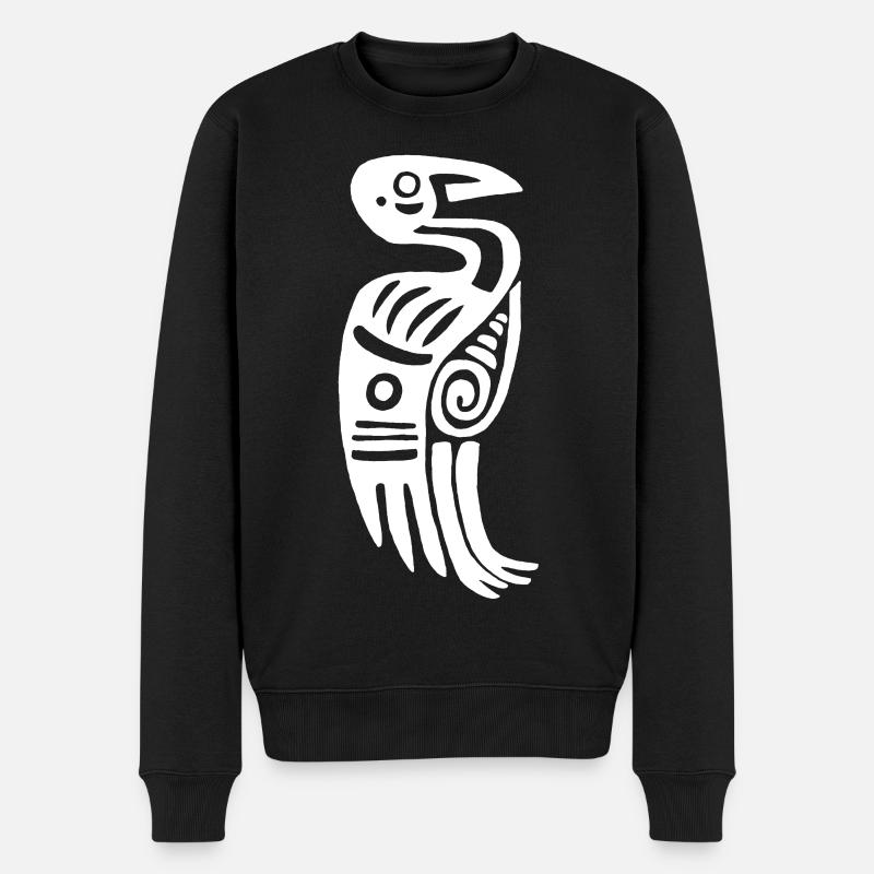 Oiseau tribal blanc - Pull Premium bio Homme - noir