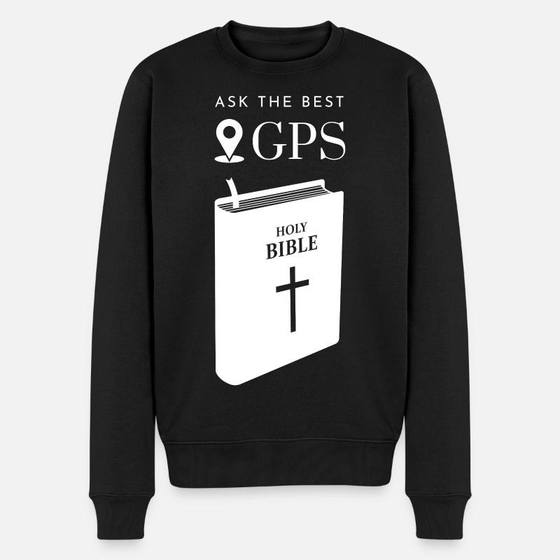 Bestes Navi ist die Bibel (weiß) - Männer Premium Bio Pullover - Schwarz