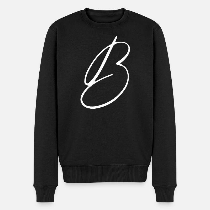 B - Männer Premium Bio Pullover - Schwarz