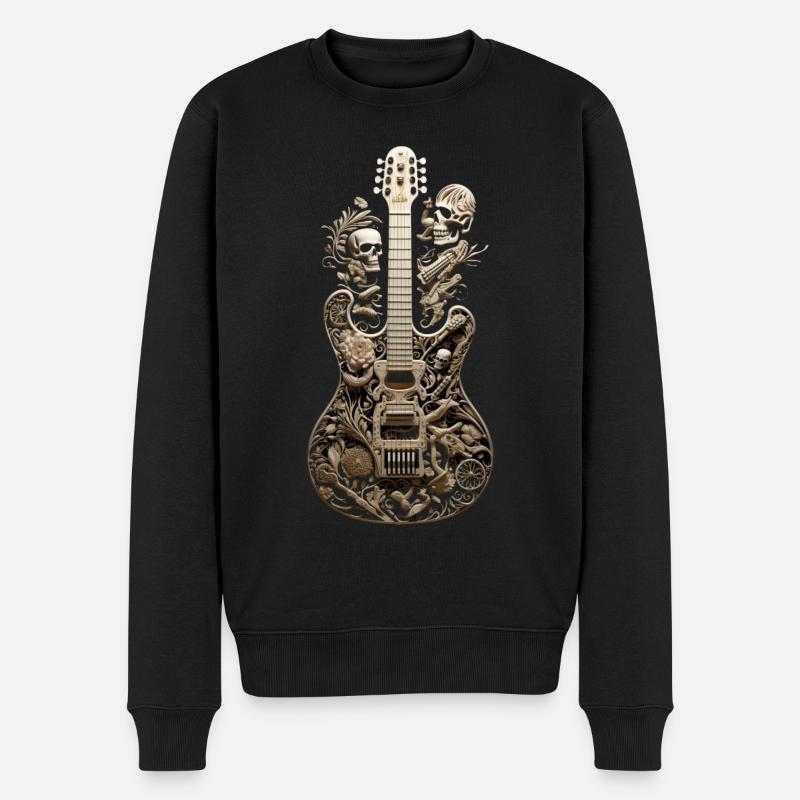 Gitarre Konzert Bands Musik - Männer Premium Bio Pullover - Schwarz