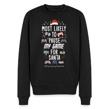 Noël Gamer Gaming Mettez mon jeu en pause pour le Père Noël - Pull Premium bio Homme - noir - Devant - Nico (187cm)