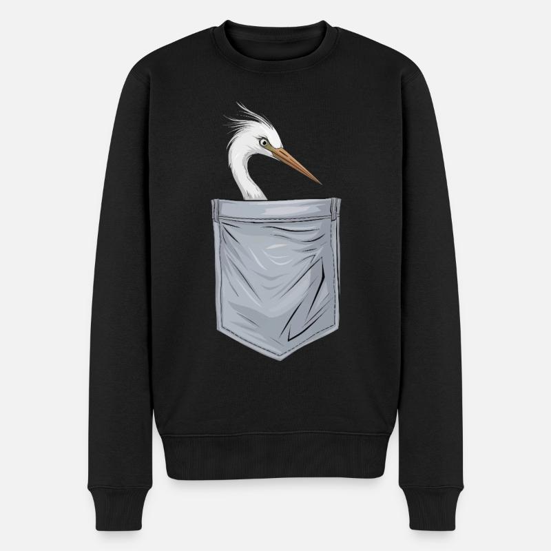 Reiher Vogel - Männer Premium Bio Pullover - Schwarz