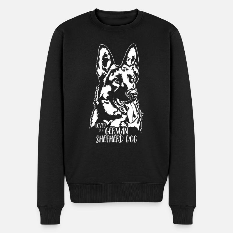 Loved by a German Shepherd Dog Hunde Wilsigns - Männer Premium Bio Pullover - Schwarz