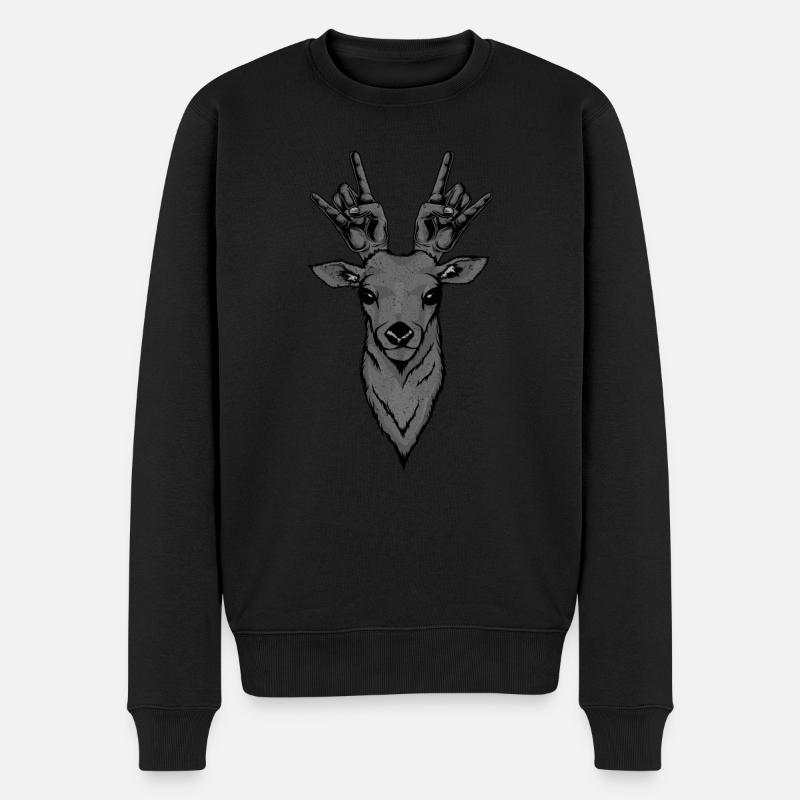Heavy Metal Rentier Geweih - Männer Premium Bio Pullover - Schwarz