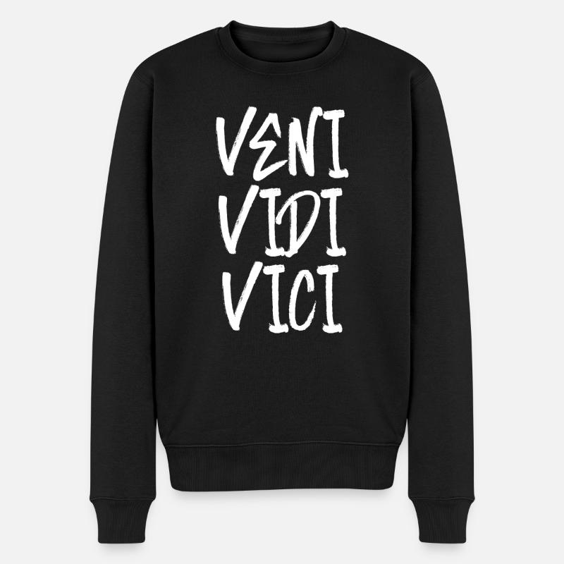 veni vedi vici latein Erfolg erfolgreich Caesar - Männer Premium Bio Pullover - Schwarz