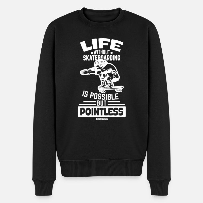 Skateboard Longboard Halfpipe Cadeau - Pull Premium bio Homme - noir