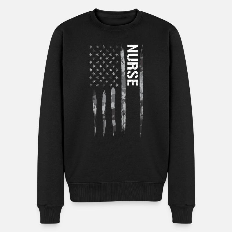 Nurse - American Flag - Männer Premium Bio Pullover - Schwarz