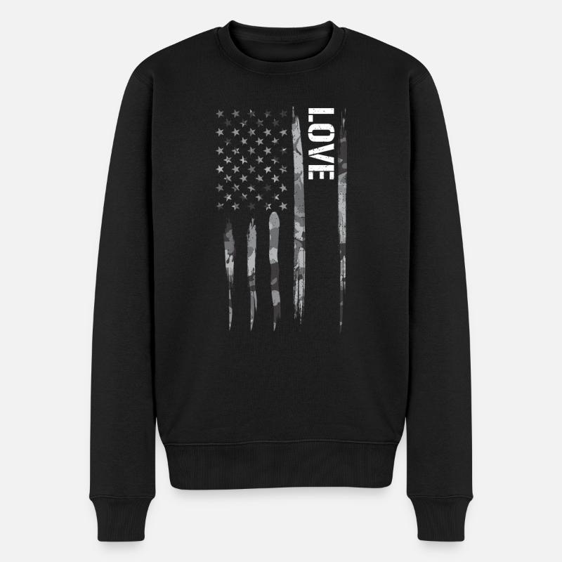 Amour - Drapeau américain - Pull Premium bio Homme - noir