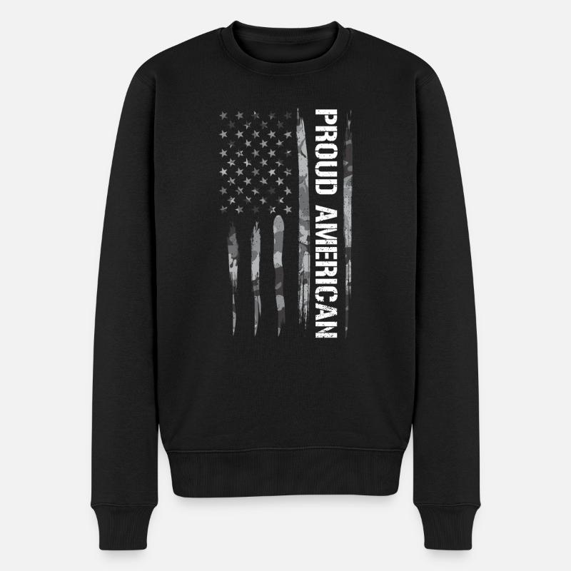 Fier Américain - Drapeau américain - Pull Premium bio Homme - noir