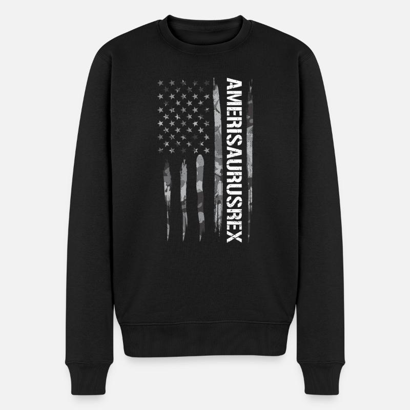 Amerisaurusrex - Drapeau américain - Pull Premium bio Homme - noir