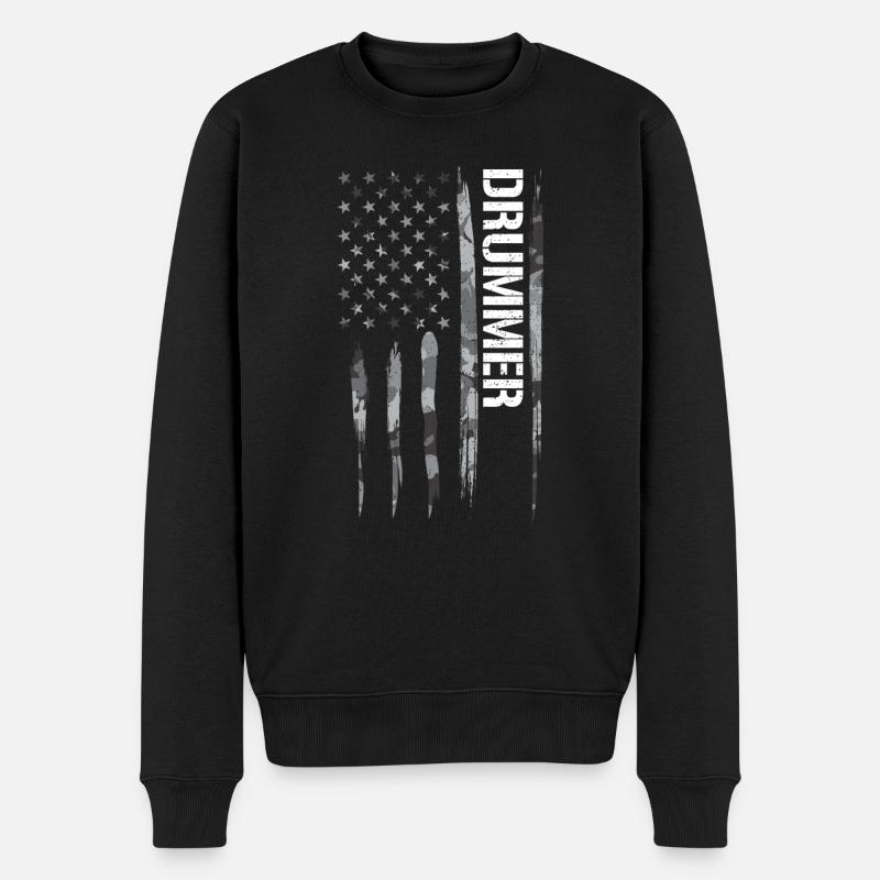 Batteur - American Flag - Pull Premium bio Homme - noir