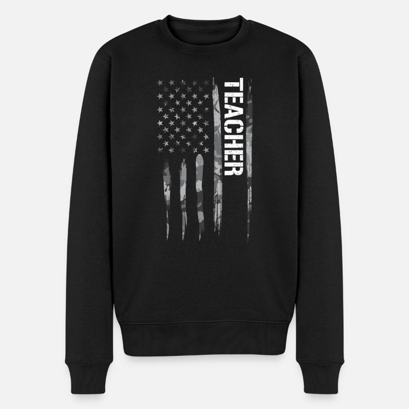 Enseignant - Drapeau américain - Pull Premium bio Homme - noir