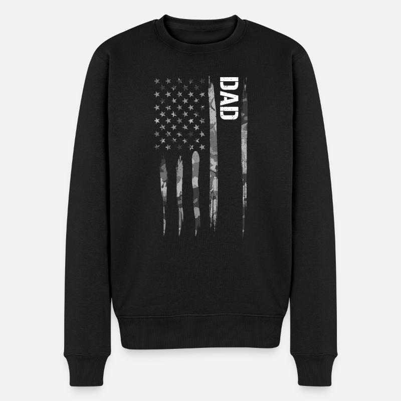 Dad - American Flag - Männer Premium Bio Pullover - Schwarz