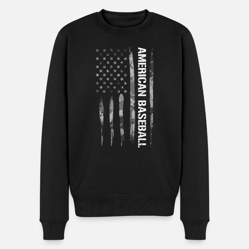 American Baseball - American Flag - Männer Premium Bio Pullover - Schwarz