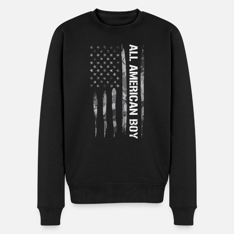 All American Boy - Drapeau américain - Pull Premium bio Homme - noir