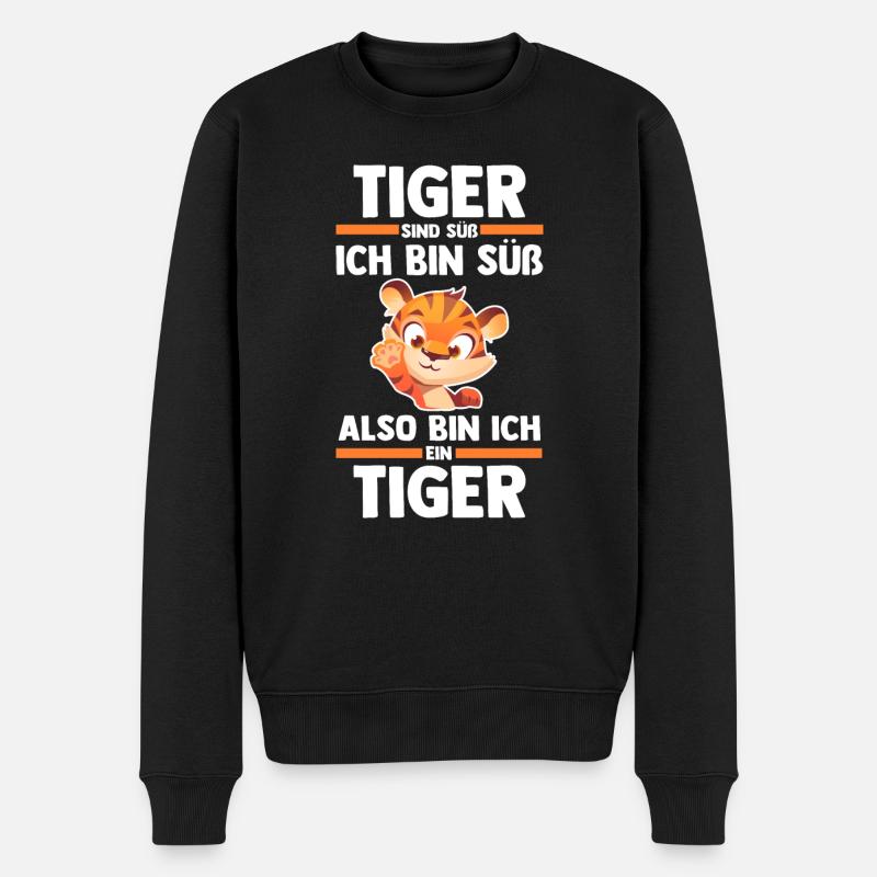 Tiger Motiv - Männer Premium Bio Pullover - Schwarz