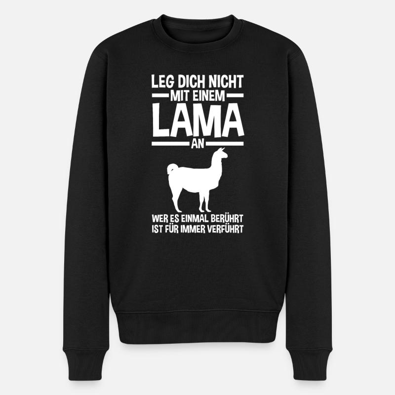 Lama - Männer Premium Bio Pullover - Schwarz
