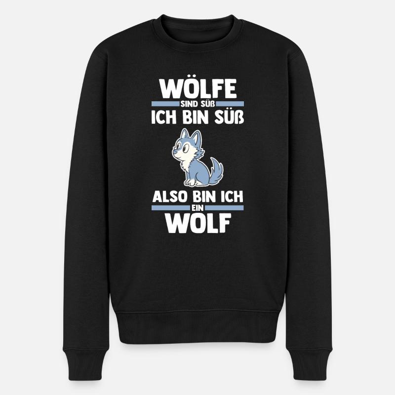 Tier Waldtier Wolf - Männer Premium Bio Pullover - Schwarz