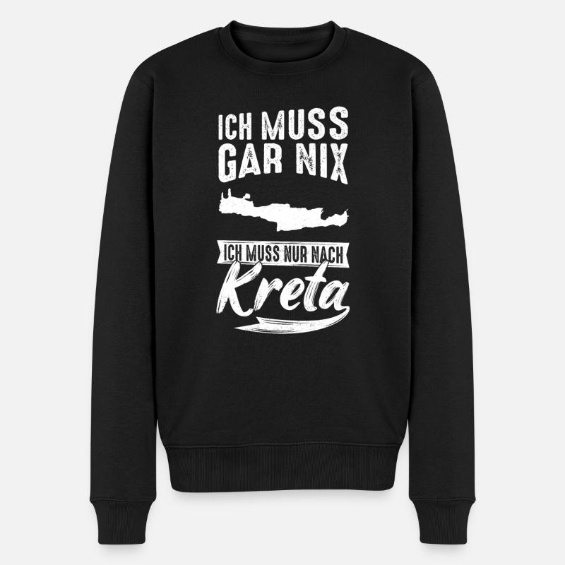 Ich Muss Gar Nix Ich Muss Nur Nach Kreta Urlauber - Männer Premium Bio Pullover - Schwarz