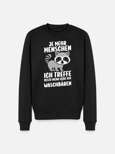 Waschbär - Männer Premium Bio Pullover - Schwarz