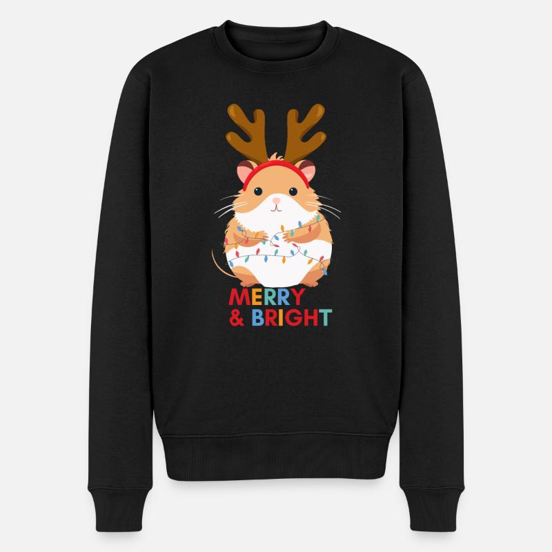 Weihnachten - Hamster - Merry and Bright - Männer Premium Bio Pullover - Schwarz