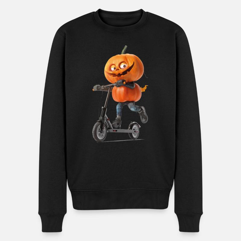 Kürbis Scooter - Männer Premium Bio Pullover - Schwarz